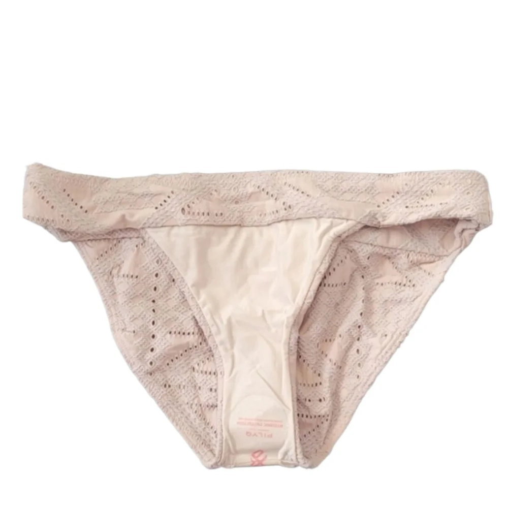 PilyQ Blush Crochet Thick Banded Brazilian Bikini sz L